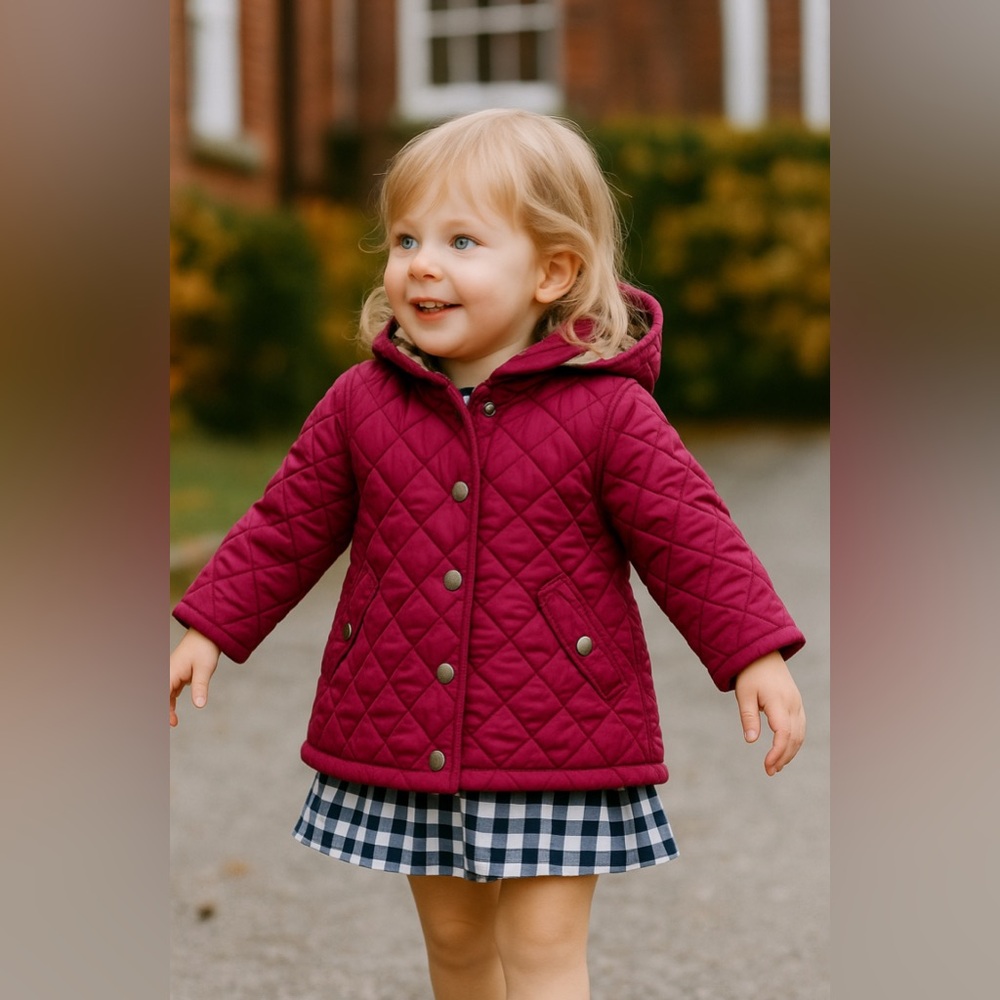 BURBERRY Jamie Toddlers Infant Quilted Hooded Coat Jacket